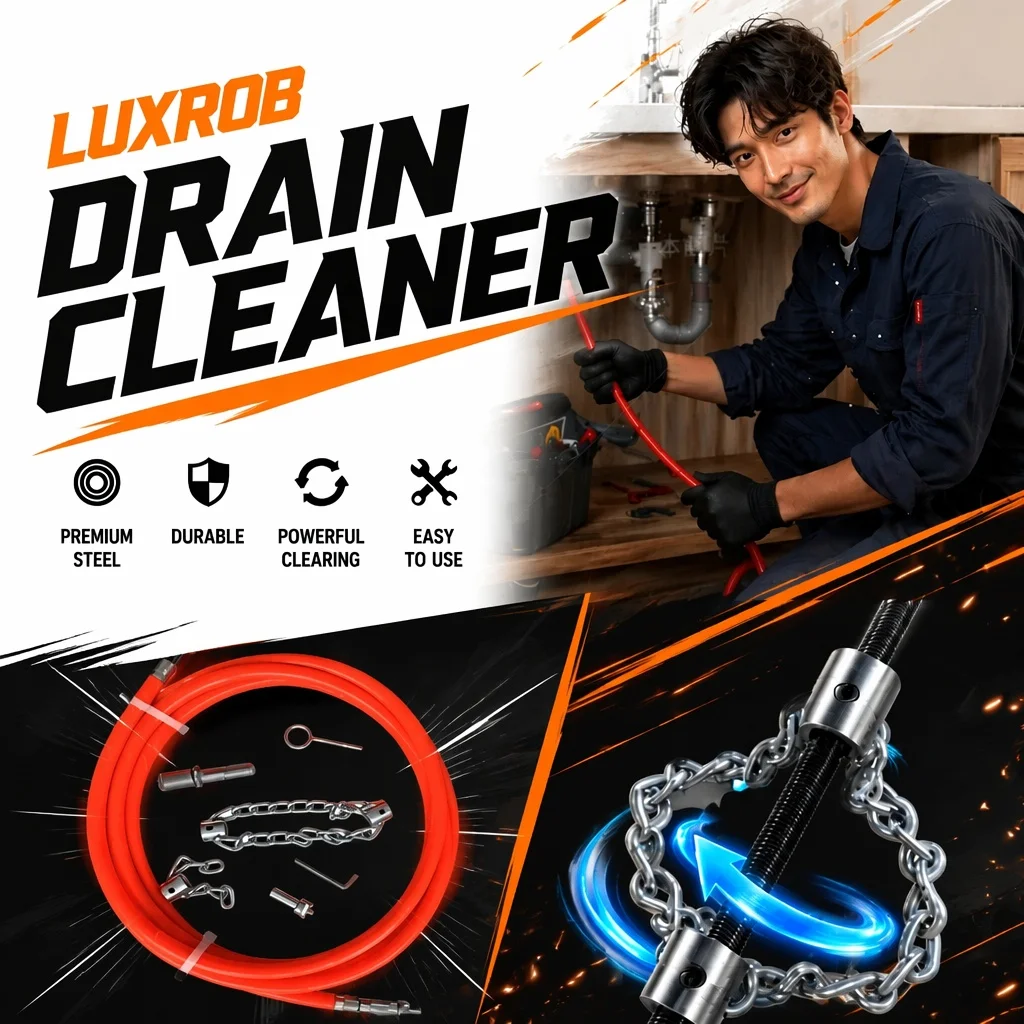 Drain Pipe Cleaner 8M 26.24FT Heavy-Duty Clog Remover Adjustable Screw Lock Chain 50-160mm Toilet Sink Bathtub New Arrival