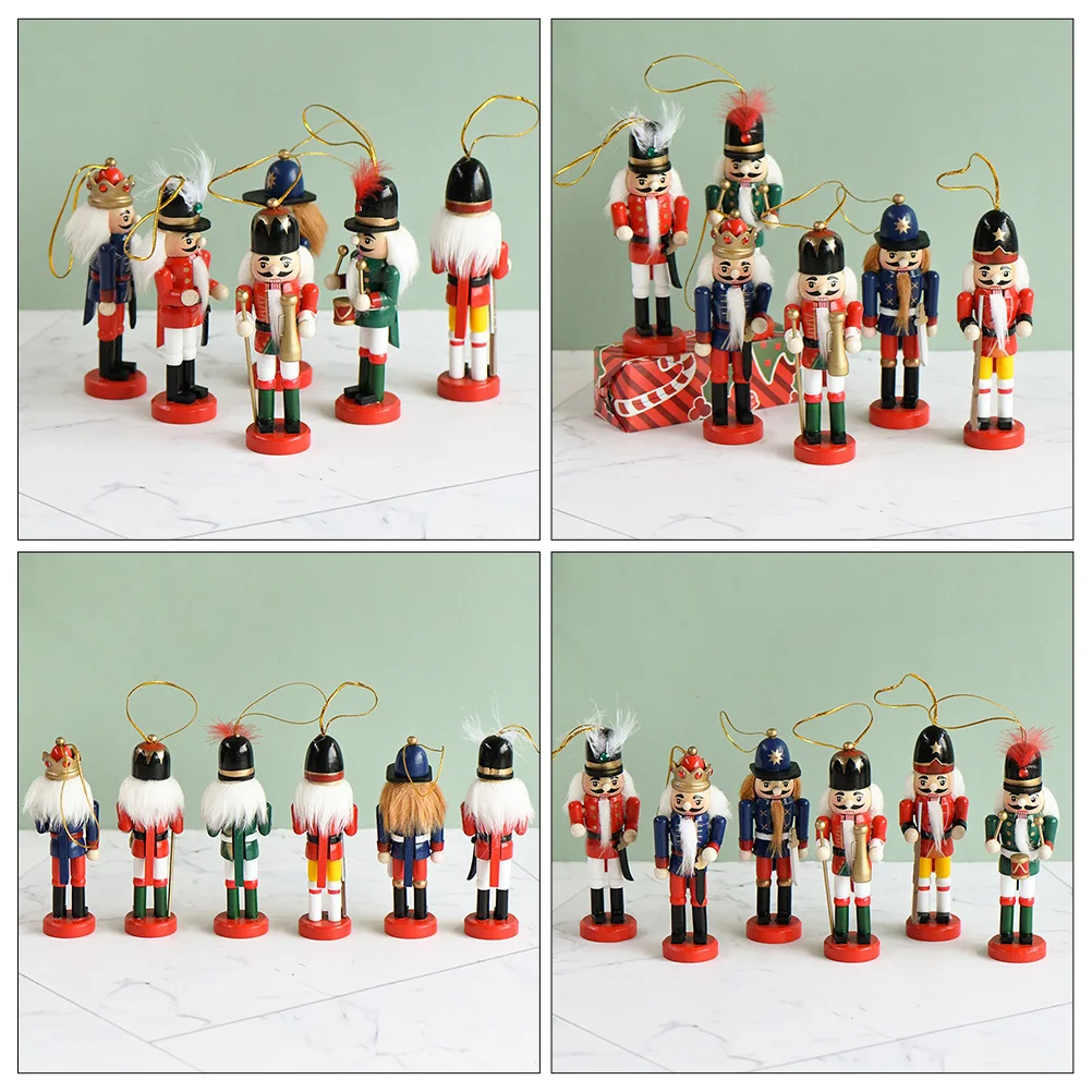 

6Pcs Xmas Nutcracker Pendants Wooden Hanging Ornaments Christmas Tree Decor Xmas Nutcracker Pendants Tree Hanging Ornaments