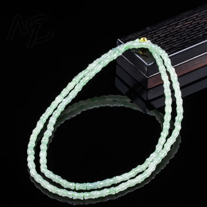 New Real Natural A Good Jade Bamboo Bracelet Necklace Carved Charm Jadeite Jewelry Fashion Charm Gifts Women Men Certificate view 3