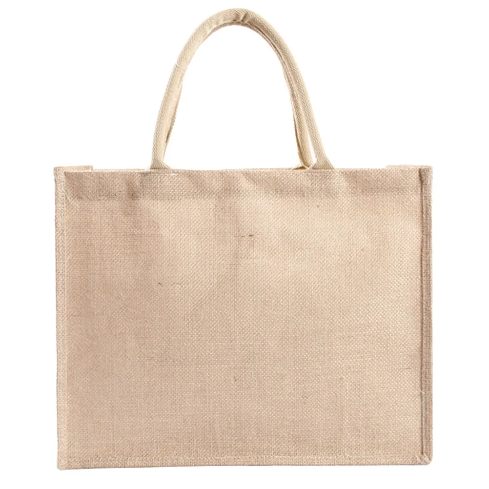 กระเป๋าผ้ากระสอบกันน้ำ กระเป๋าช้อปปิ้งปอกระเจาแบบใช้ซ้ำได้ เป็นมิตรกับสิ่งแวดล้อม กระเป๋าถือผ้าลินินแบบพกพาสำหรับใช้ในชีวิตประจำวัน