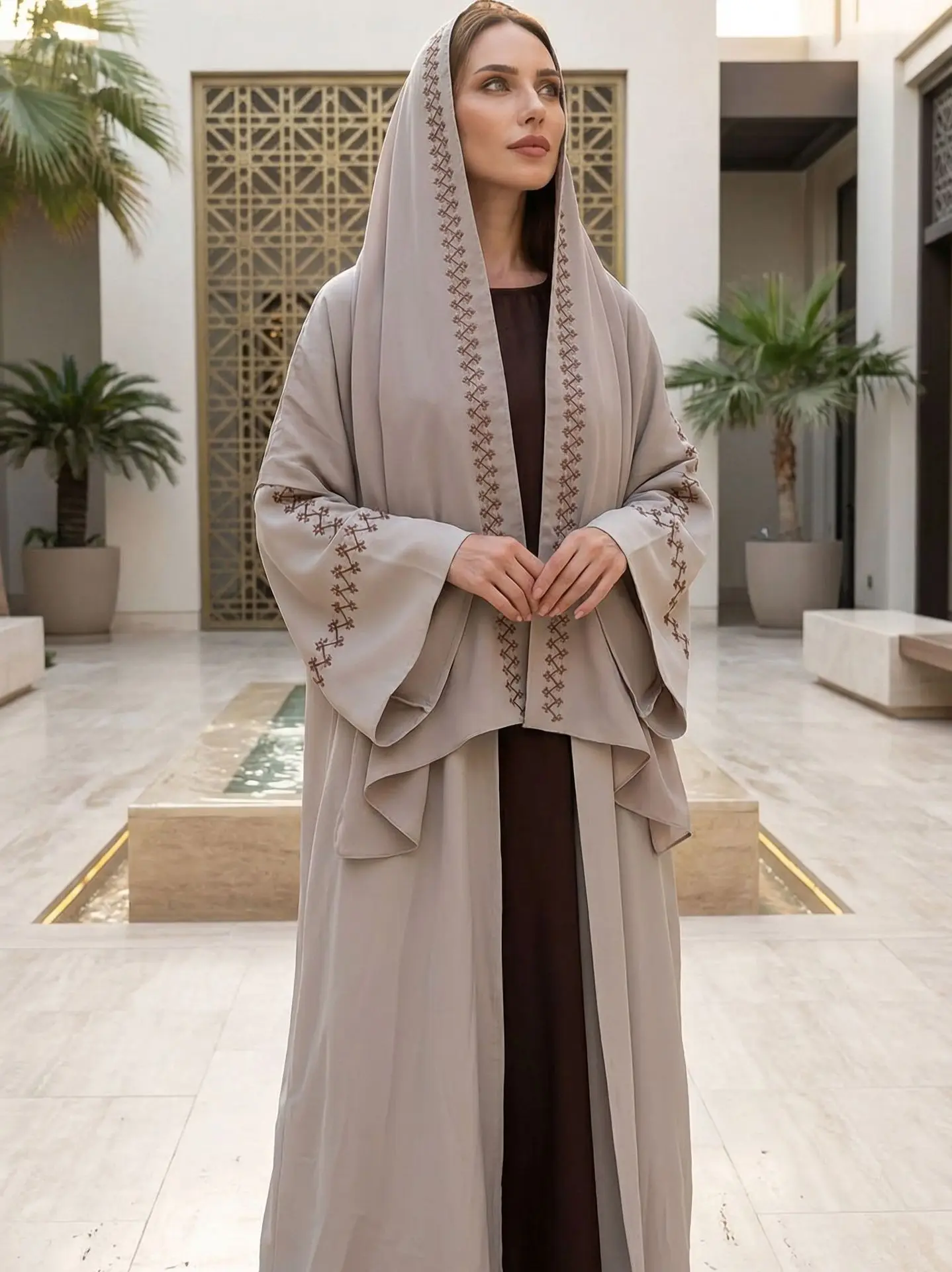 

Дубайская абайя для женщин, мусульманское платье-хиджаб, вышитый кимоно-кардиган, турецкий кафтан, кебайя, марокканский кафтан, женское исламское платье, джалабия