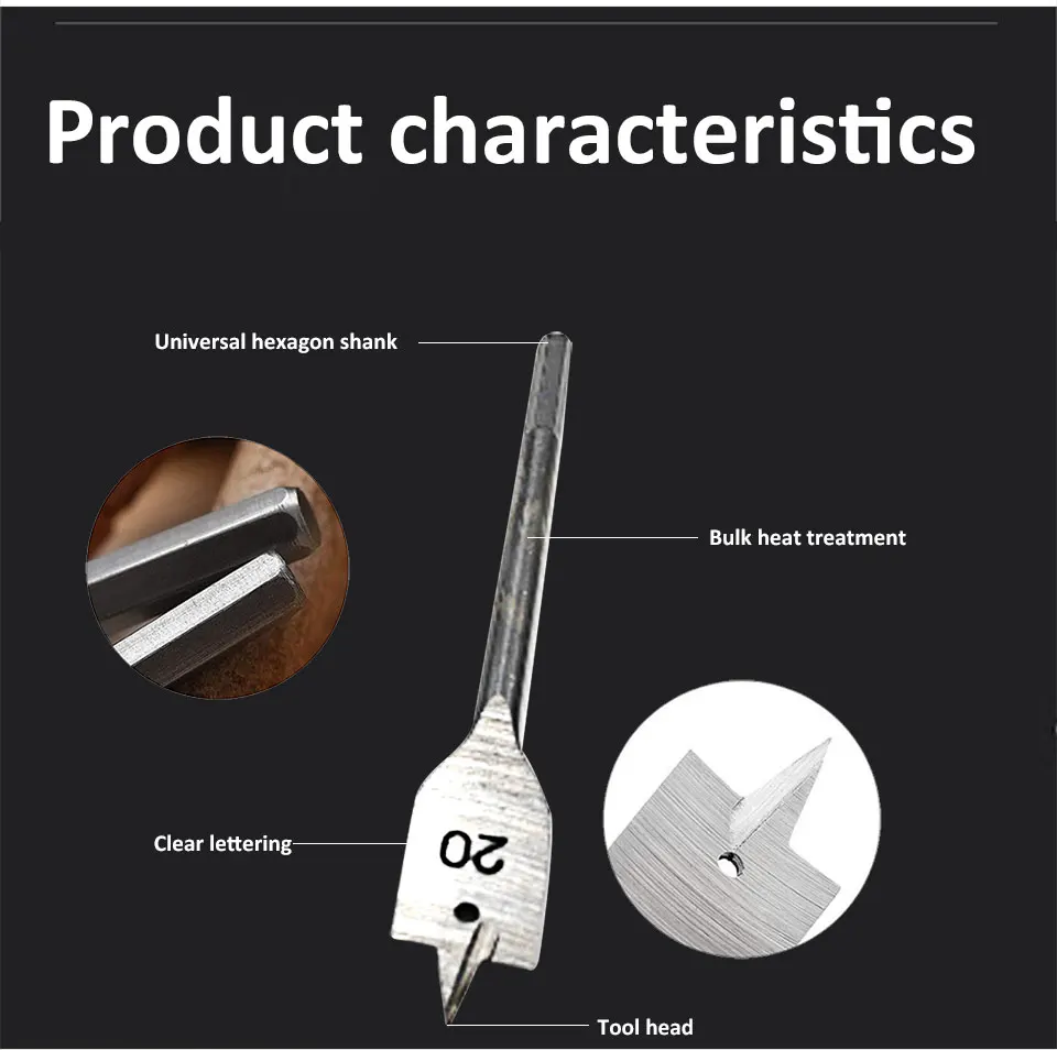 6PCS Fast Cutting Woodworking Bore Bit 10-25MM Three Pointed Hexagonal Handle Woodworking Drill Bit Set Hole Reaming Power Tool