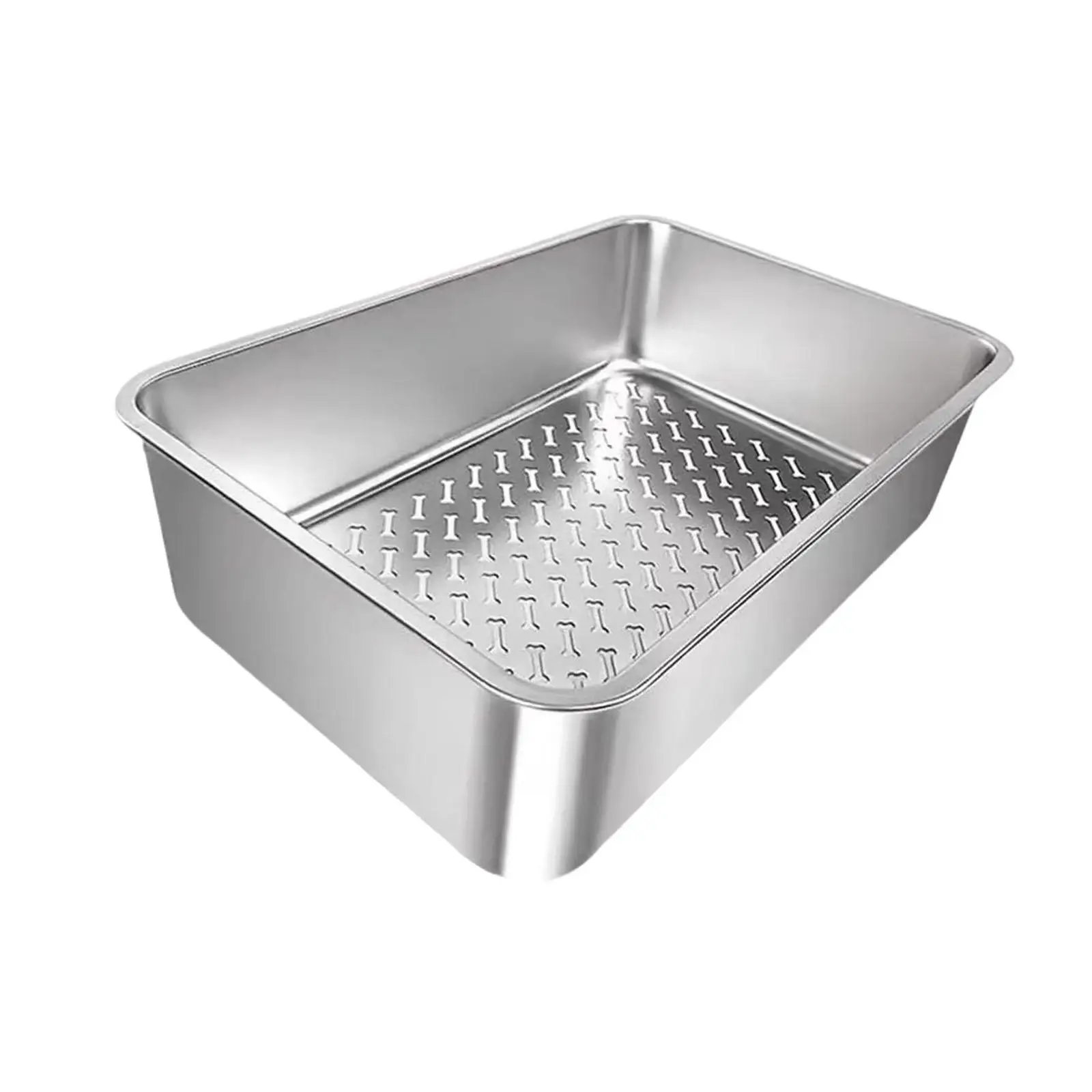 

Cat Litter Box Stainless Steel Litter Tray for Indoor Cats Rabbits
