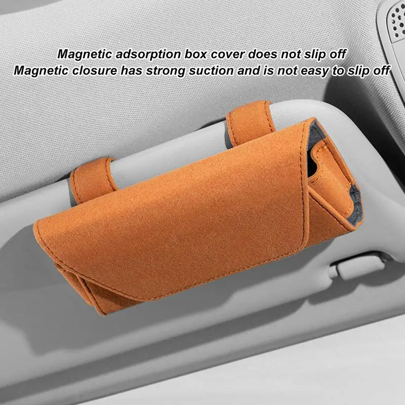 Suporte de óculos de sol para carro, clipe compacto de couro para viseira de veículo, acessórios com fecho magnético, caixa protetora, gadgets para ca