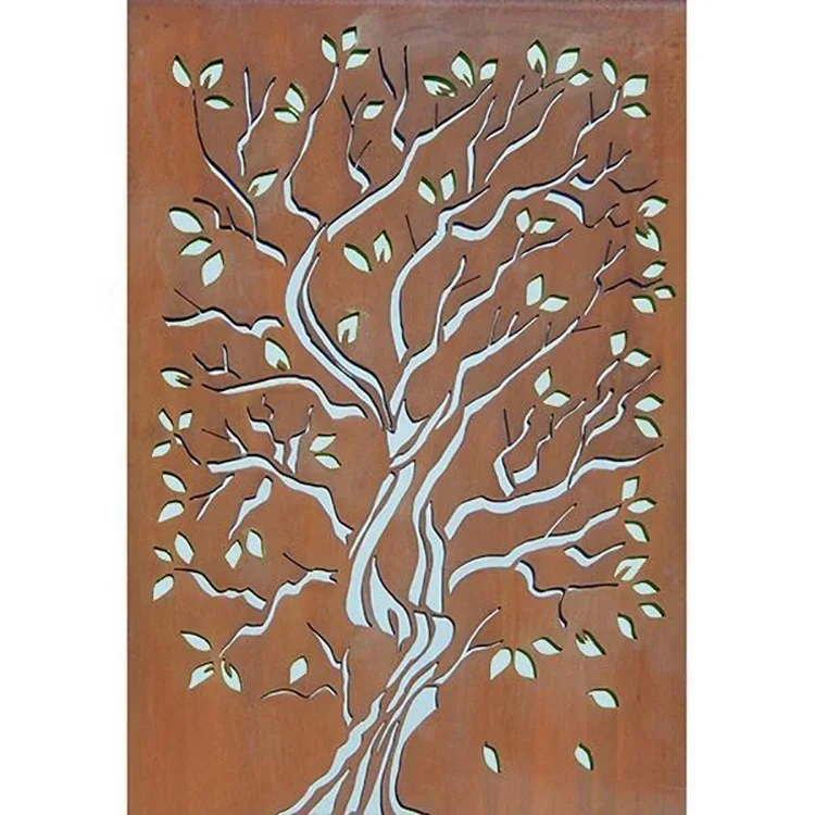 Customized Laser Cut Decorative Outdoor Privacy Art Metal Screens Panels Corten Steel Garden Screen