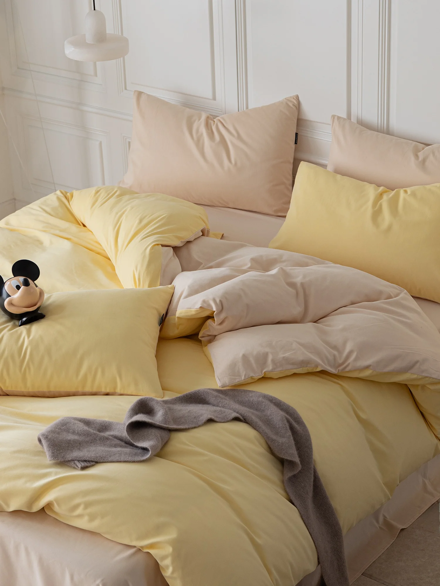 Ceramic Autumn Winter 100% Cotton Light Flocking Bedding Set Pure Color Bed Sheet Cover Duvet Cover Naked Sleep Bedding