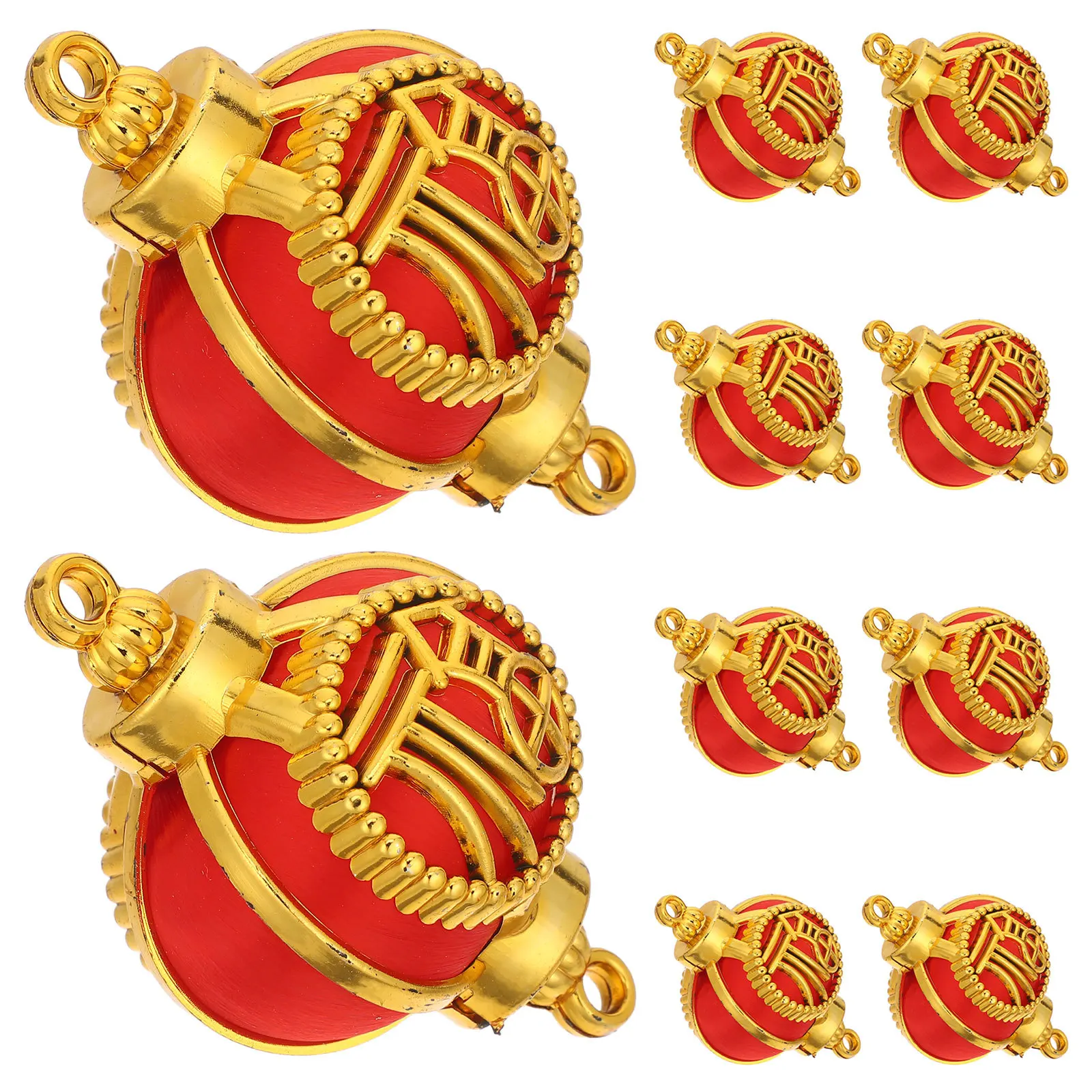 

10pcs Mini Fu Lantern Decorative Charm Golden Frame Chinese New Year Decoration For Wedding Party Spring Festival Small