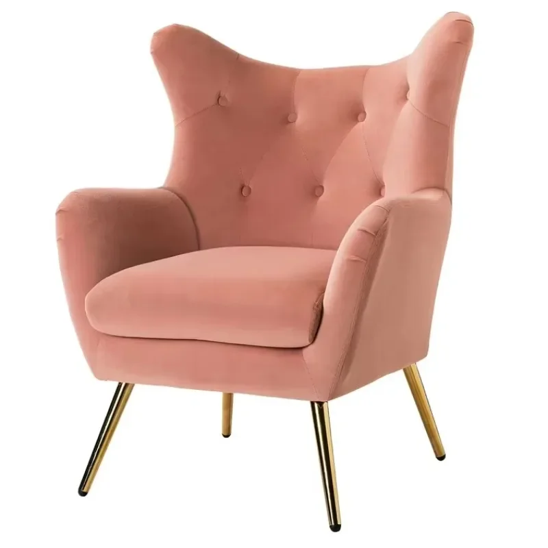 Deluxe Tufted Single Sofa Leisure Armchair Padded Wing Back Velvet Designer Living Room Accent Chair