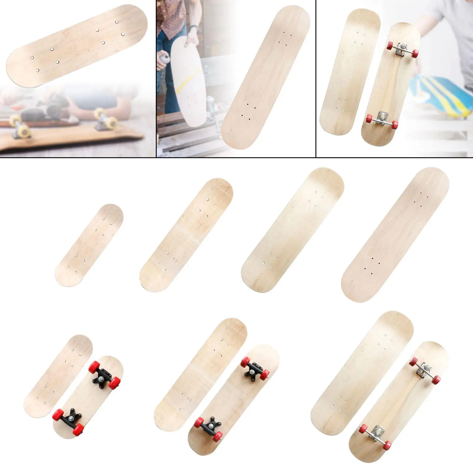 Cubierta de madera para monopatín, tablero de pintura artística, cubierta de Longboard en blanco, bricolaje para niños