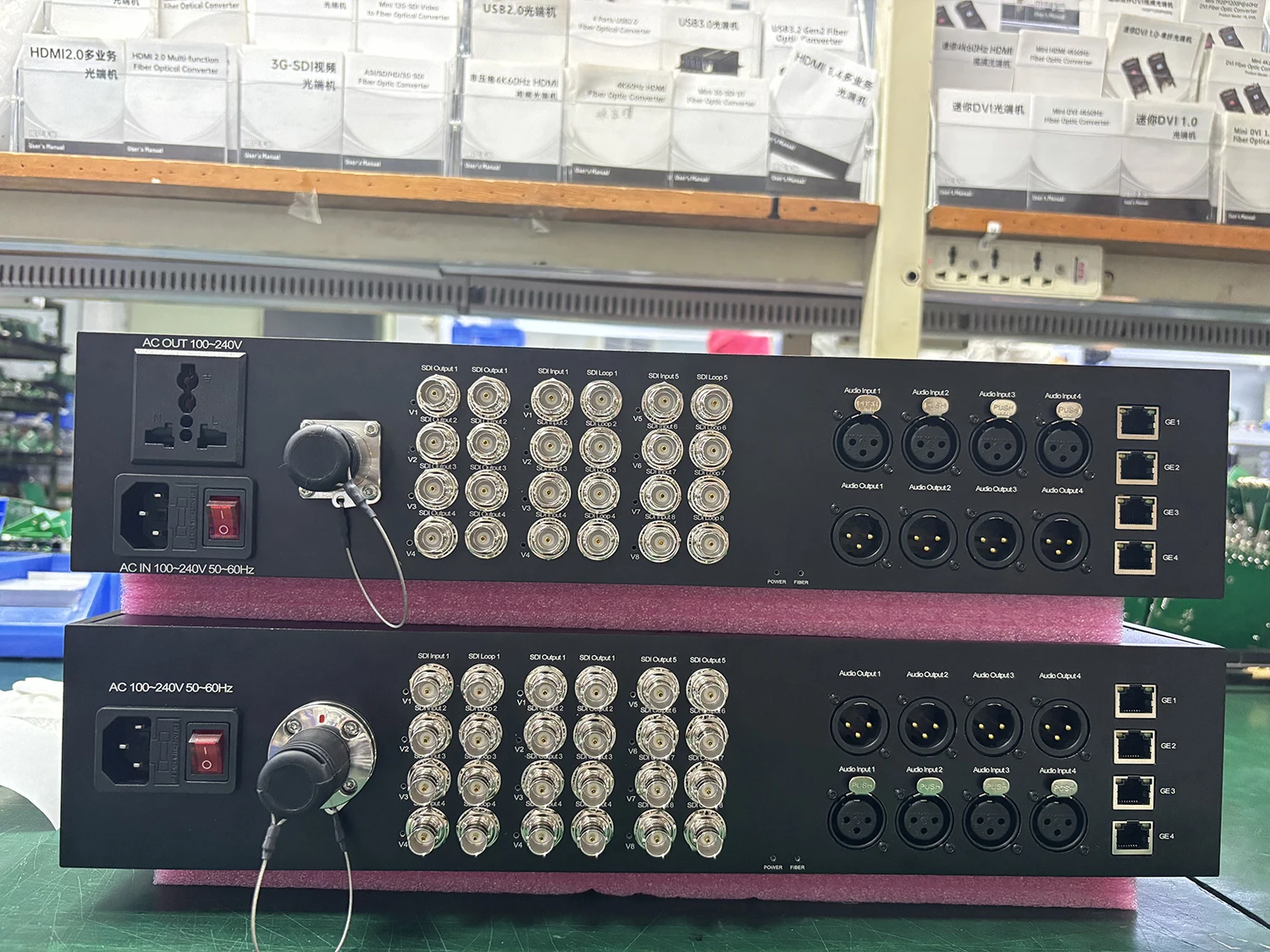 HO-LINK HL-12GSDI-8V4v4Aa4E 12G SDI Fiber Optic Transceivers with Ethernet Loop Singlemode Fiber 3K93C Connector 500M Broadcast