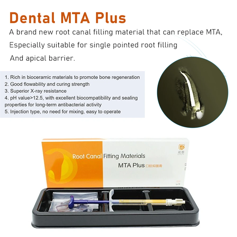 MTA Dental Material Root Canal Filling Fitting 1g Syinge Endodontic Sealing Liner Treatment Mta Plus Repair Cement Dentistry