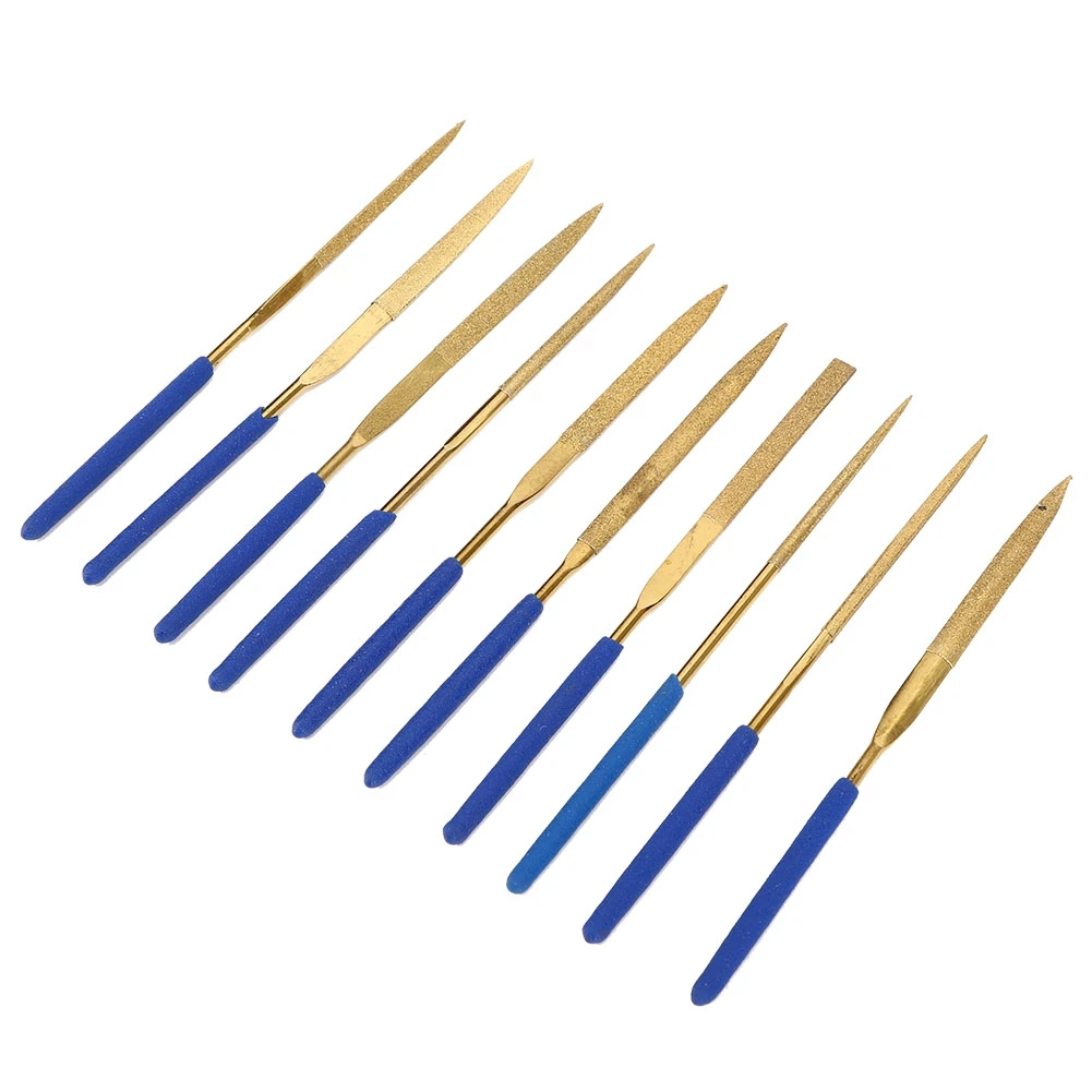 3x140mm Titanium Plated Steel Diamonds Needle Files Tools Kit for Steel Ceramics Filing