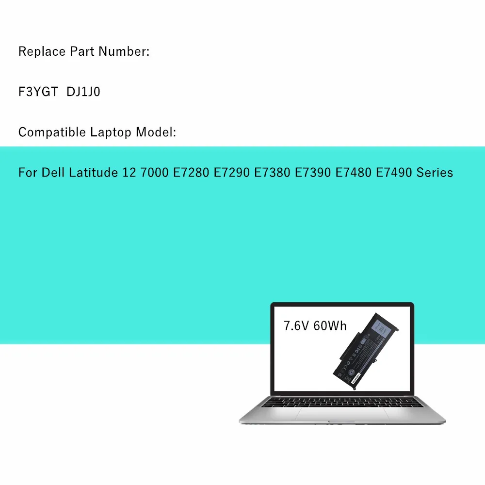 F3YGT DJ1J0 Laptop Battery For Dell Latitude 12 7000 E7280 E7480 E7490 E7380 E7290 E7390 Series