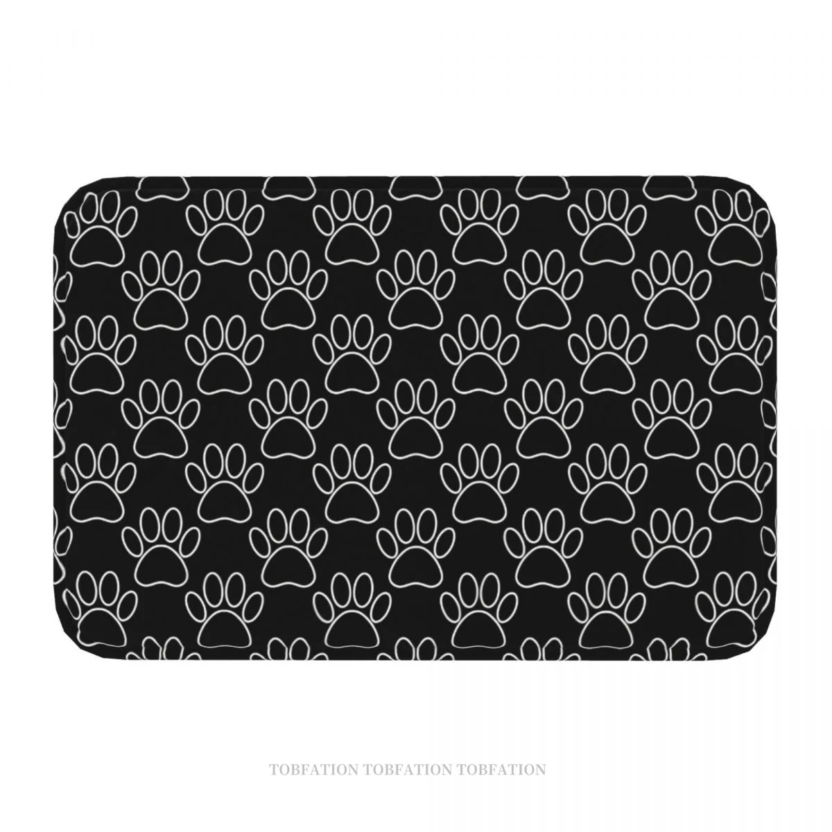 Paw Bath Non-Slip Carpet White Dog In Black Background Flannel Mat Welcome Doormat Home Decoration Rug