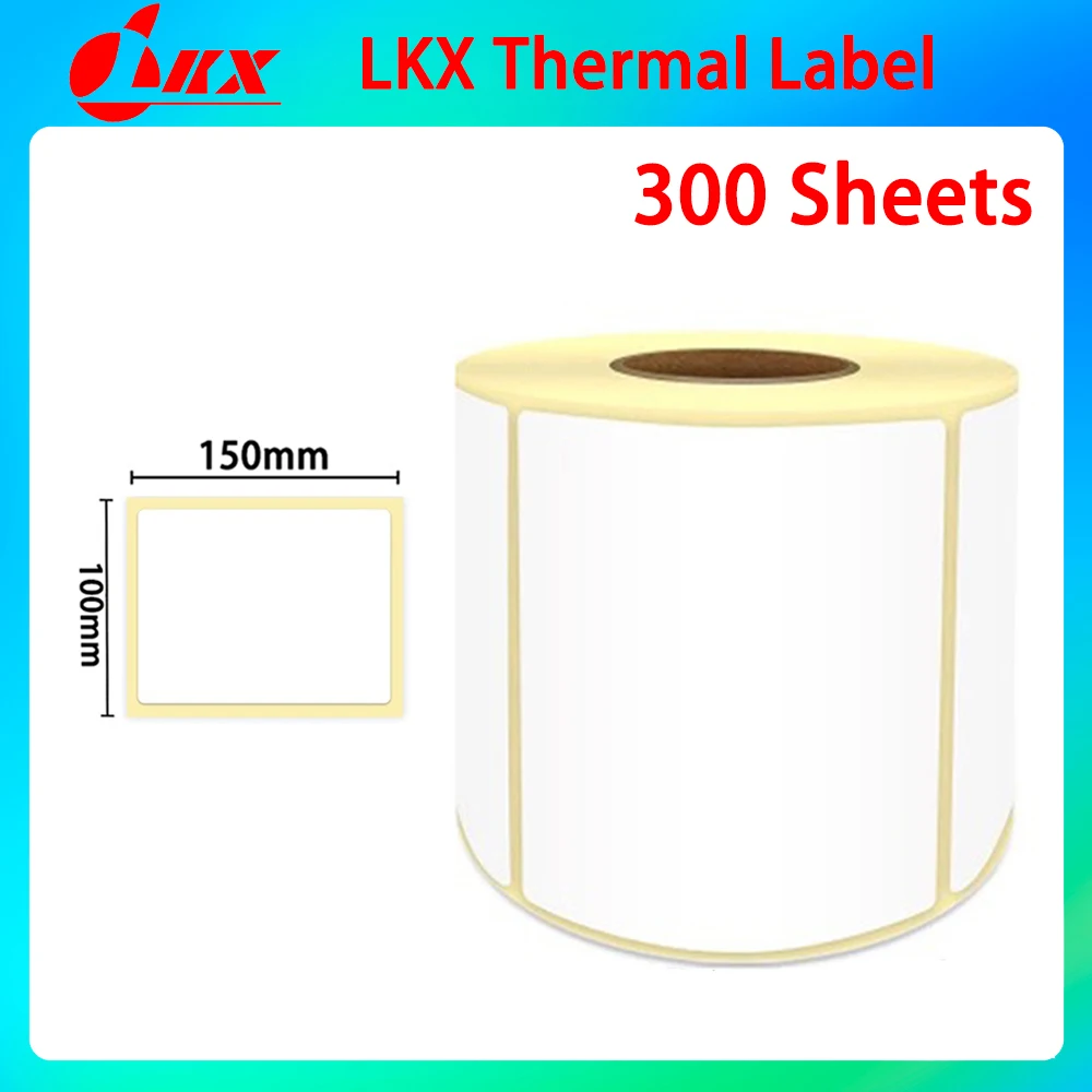 LKX 100x150mm 300 stuks gele bodem thermisch zelfklevend label verzendlabels universeel label papieren sticker waterdicht oliebestendig