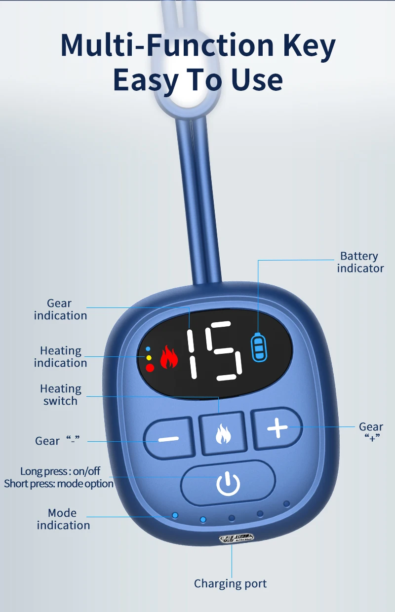 15-Level Electric Pulse and 3-Level Heating Pendant Necklace Double Pulse Hot Compress for Muscular Soreness EMS Massager