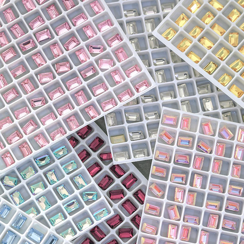 4*6mm Mini Transparent Nail Rhinestones Pointed Back Rectangular Square Irregular Nail Diamonds for DIY Manicure Decor Wholesale