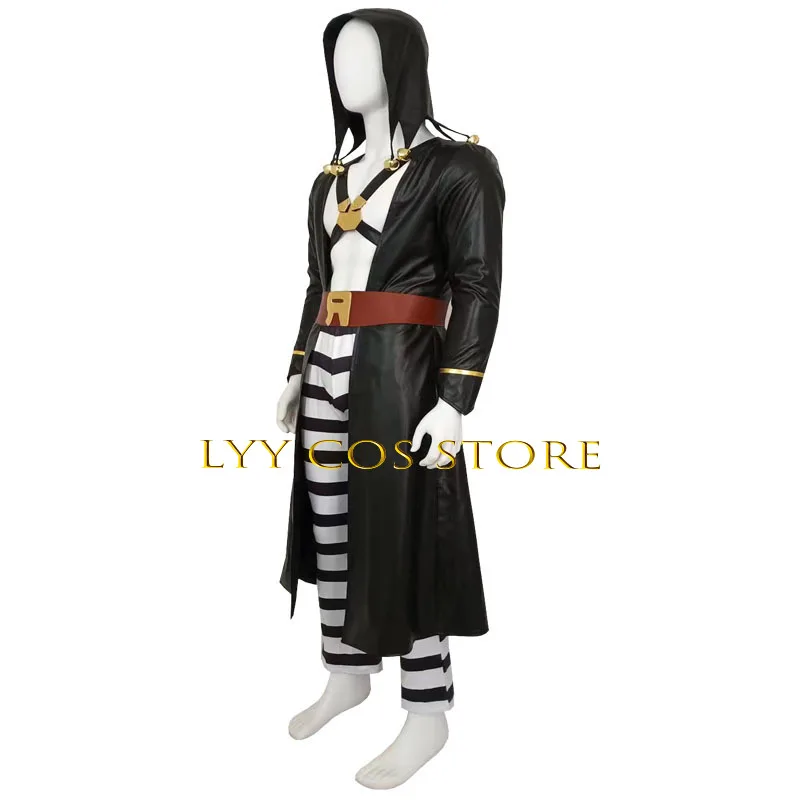 Cosplay Anime JoJo's Bizarre Adventure: Golden Wind Risotto Nero Perücke Uniform Kapuzen-Trenchhosen Halloween-Party-Outfit für Männer