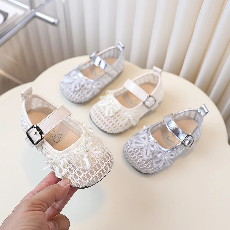 Girls Princess Shoe2026Summer Korean Edition Children's Soft Single Shoes Fashion Bow Girl Anti Slip Loafers Party Leather Shoe