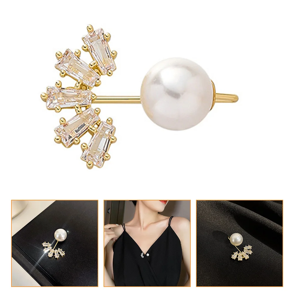 

Zirconia Women Safety Decorative Shawl Button Fashion Jewelry Gift Creative Brooch Women Pearl Safety Brooch Pin Pin