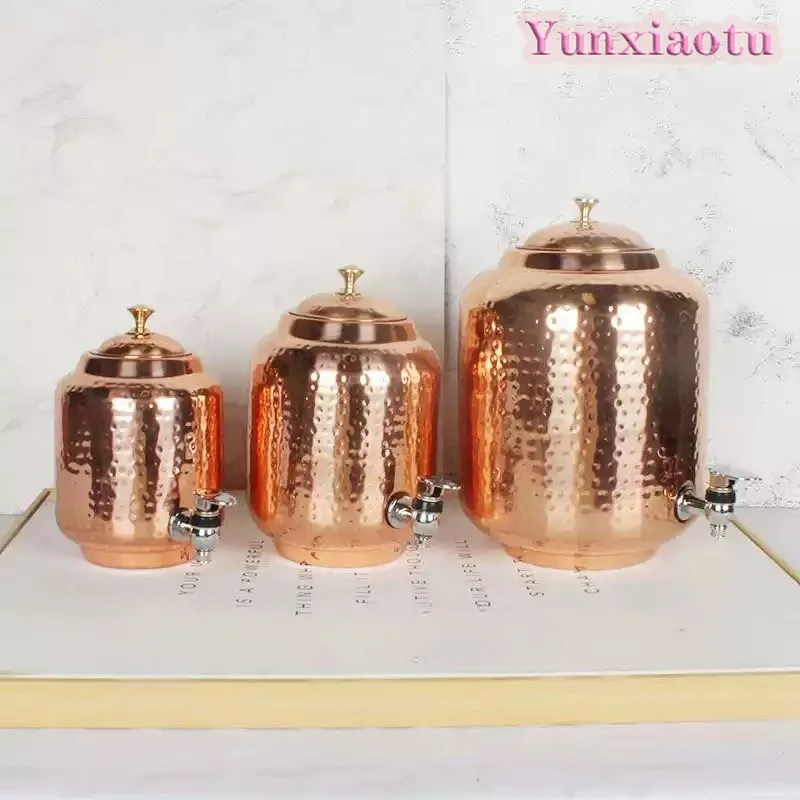 

Pure Copper Indian Water Pot, Traditional Handcrafted, Distressed Antique, 4.8L, Single Piece