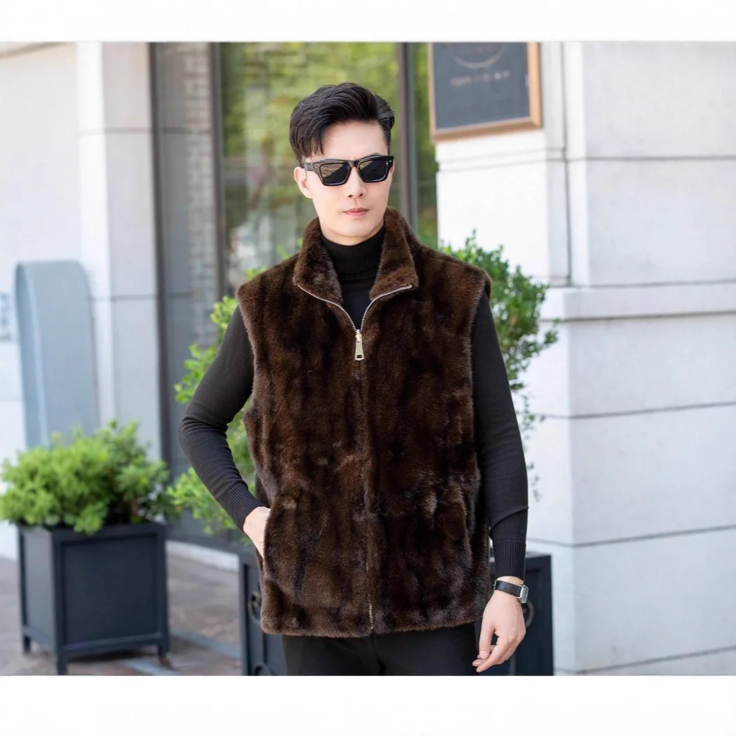 سترات رجالية جديدة للخريف والشتاء عصرية غير رسمية ومتعددة الاستخدامات، سترة سميكة من المينك المقلد الدافئ على الوجهين #5
