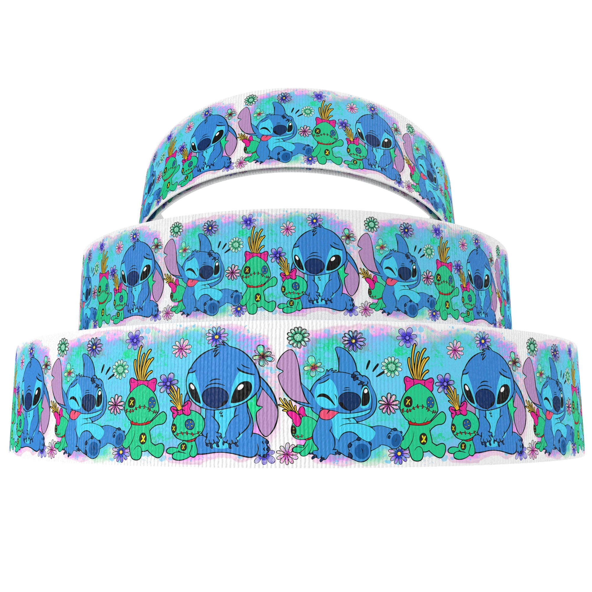 5yards Disney Lilo And Stitch Grosgrain Ribbon Fabric Gift Wrapping DIY Sewing Wrapping Art Sewing Bow-Knot Crafts Home Packing