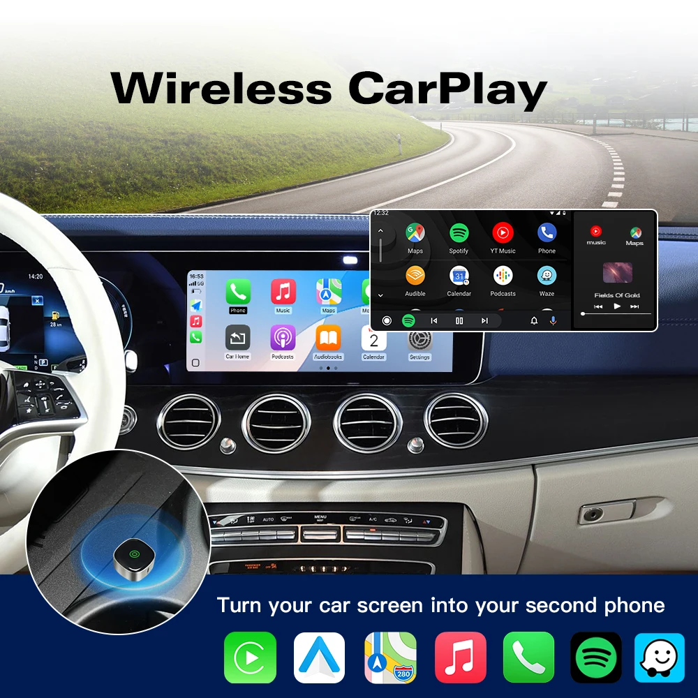 2025 جديد لاسلكي Carplay أندرويد صندوق السيارات 2in1 السلكية إلى دونغل لاسلكي التلقائي توصيل محول بلوتوث التوصيل والتشغيل صندوق صغير