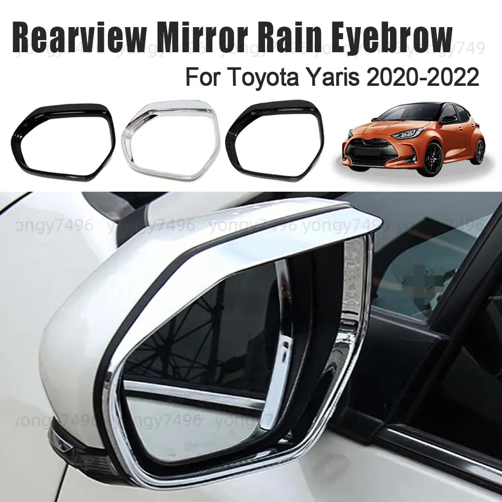 

Car Upgrade Rearview Mirror Rain Eyebrow For Toyota Yaris 2020 2021 2022 Carbon Fiber Glossy Black Chrome Silver Cars Accessorie