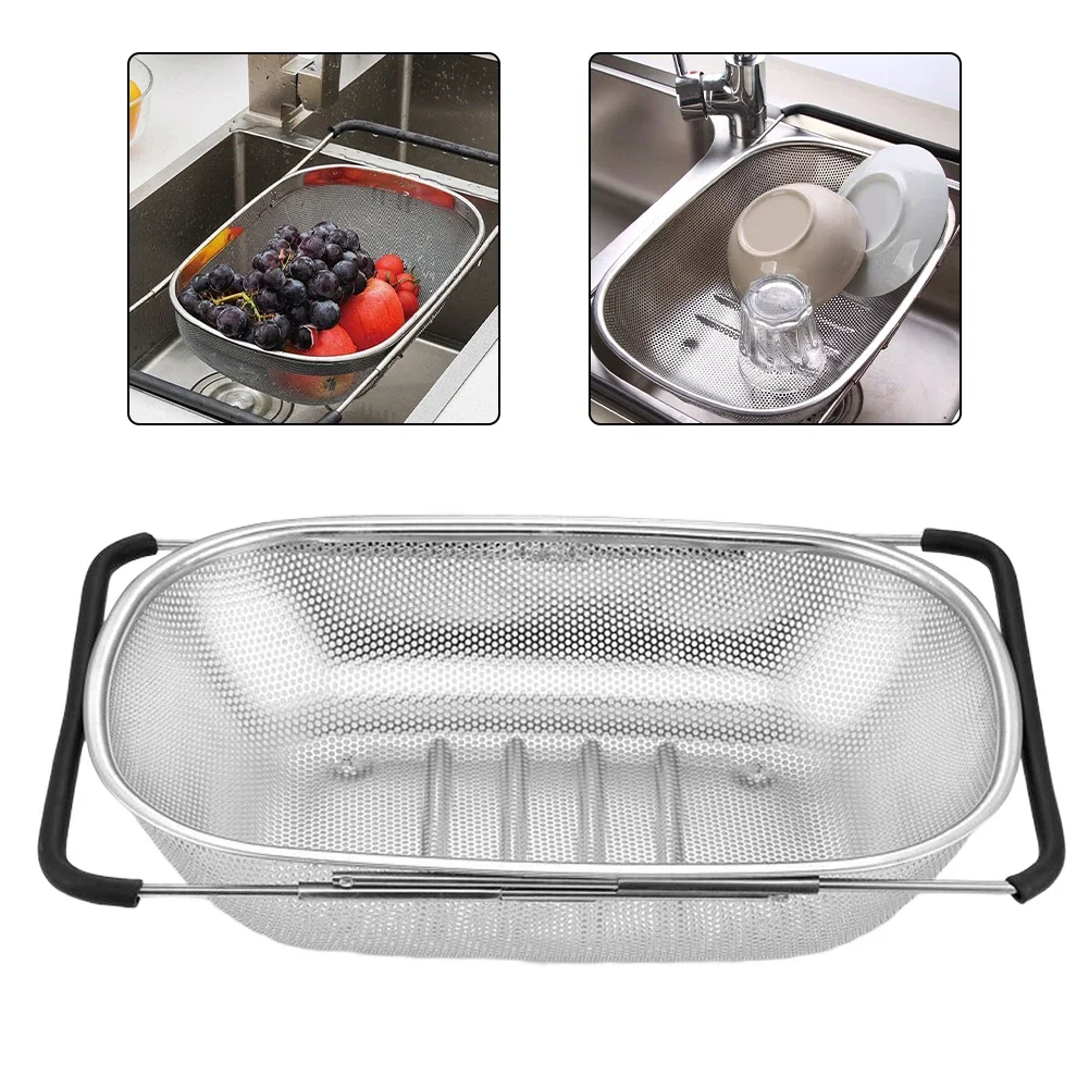 Stainless Steel Colander for Straining and Rinsing 6 Quart Capacity with Expandable Handles for Kitchen Convenience
