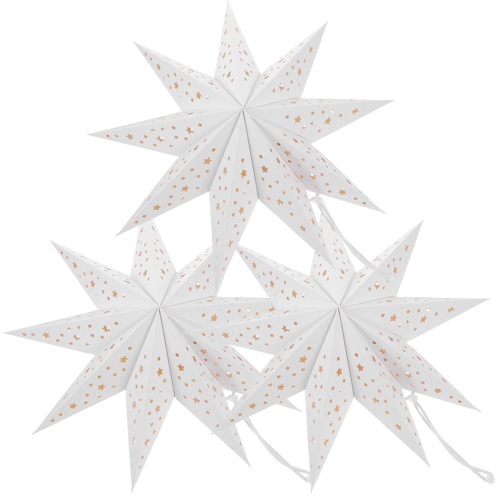 

3 Pcs Lantern Shade Paper Stars Decoration Christmas outside Shaped Lamp Light Hanging Party Ornament Strip