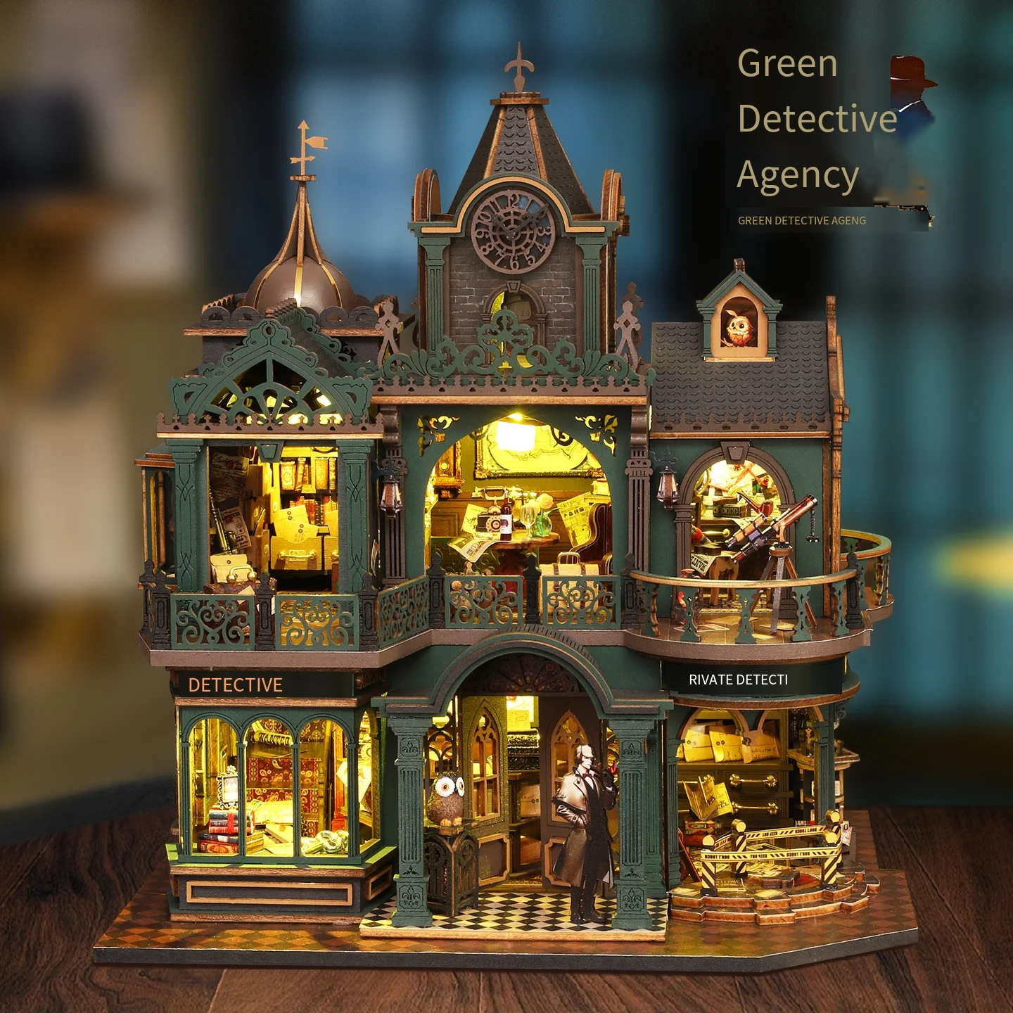 

DIY Miniature Detective Agency House Kit, 3D Wooden Book Nook, Gothic Style Dollhouse Model, Creative Craft Gift for Hobbyists