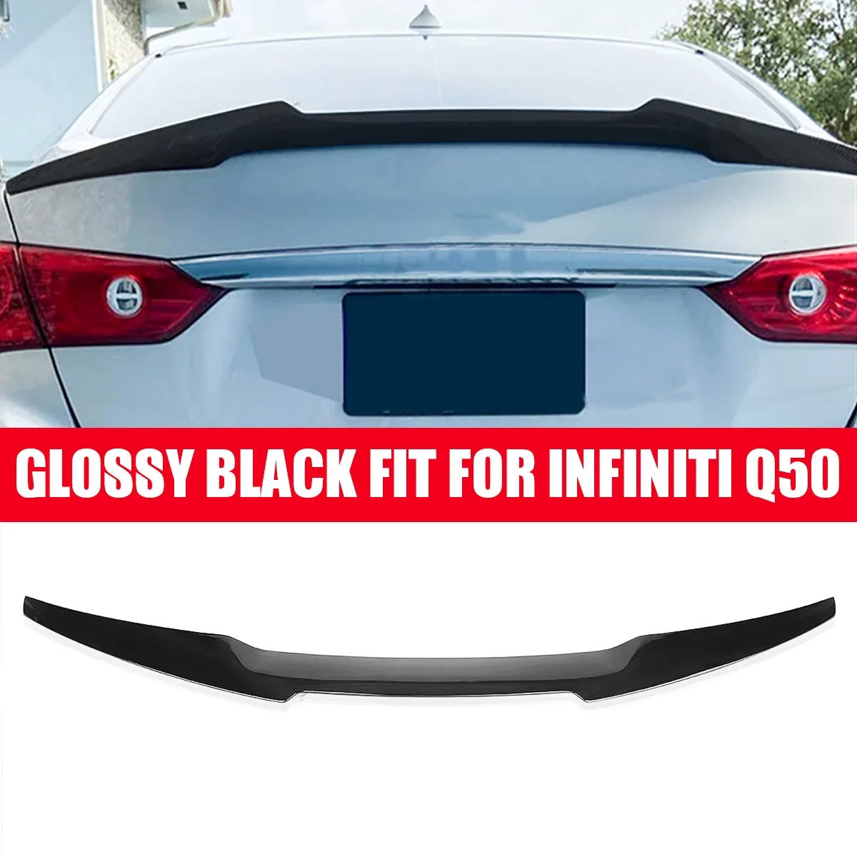 

High Quality Car Rear Trunk Boot Lip Spoiler Wing Lid Extension Lid ABS For Infiniti Q50 2014-2021 Car Rear Wing Lip Spoiler