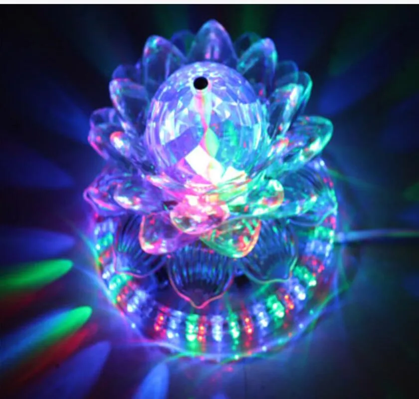 auto-rotate Lotus Magic Globe LED Crystal Lotus Light Dreamy Colourful Flashing Ballroom Bar Decoration Projection Lights