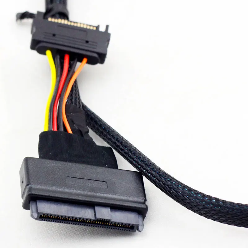 Forward Breakout NVMe Cable Mini-SAS HD SFF-8643 To U.2 SFF-8639 12G/6G/NVMe 80CM with 15Pin SATA Power For CEACENT NVMe Adapter