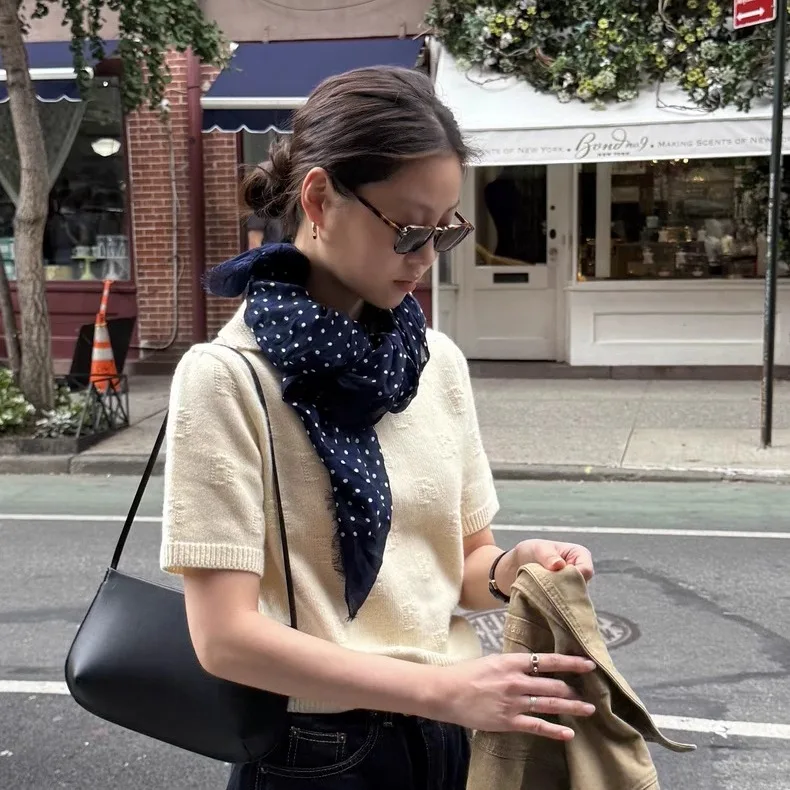 TheBarnet المرأة irt محبوك ort Sve رسالة التطريز بدوره إلى أسفل طوق بسيط Sle الخريف الشتاء Faion الأعلى #2