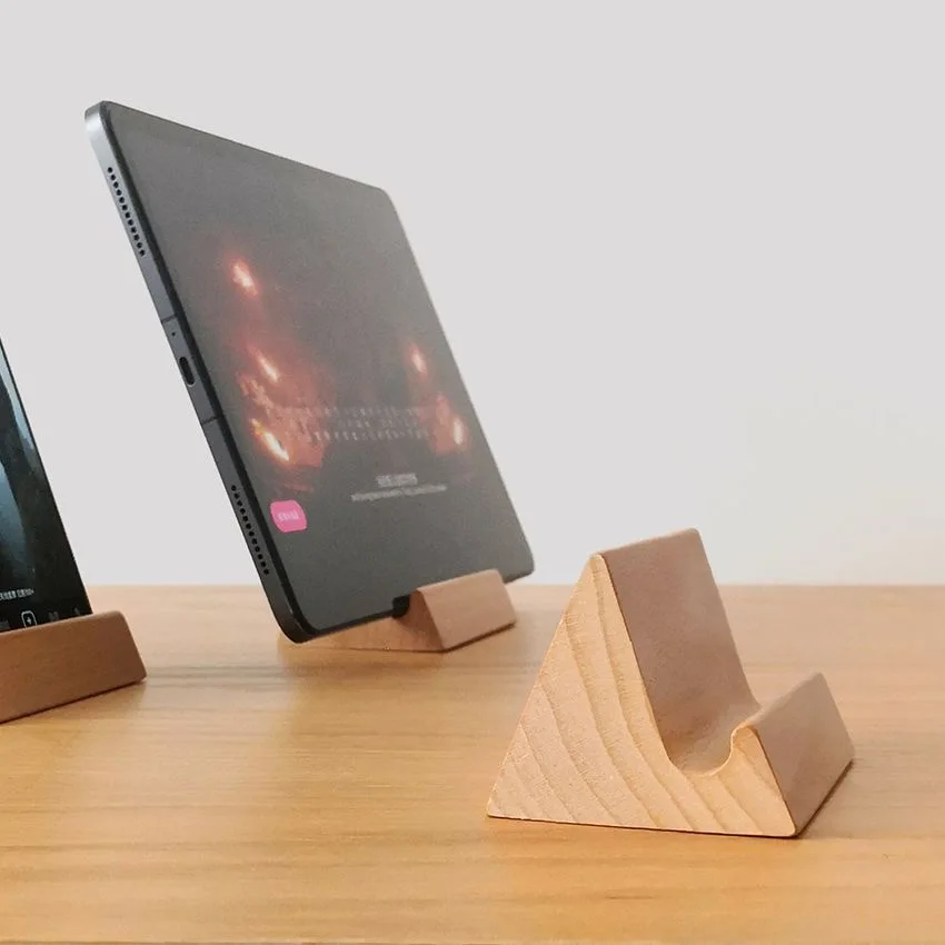 

3PCS Solid wood mobile phone desktop stand, for iPad base, simple wooden support frame