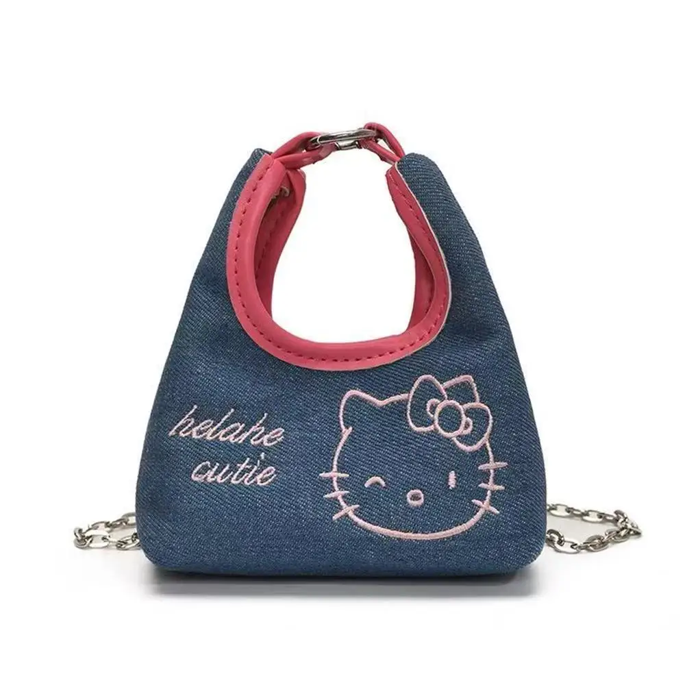 

HelloKitty denim handbag for little girls, cute mini bags for children, accessories for baby girls, and small wallets