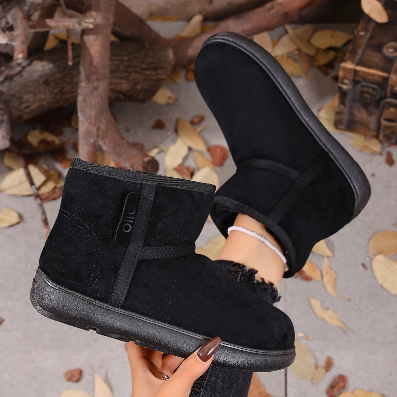 Winter Thick Bottomed Lined Large Head Snow Boots Comfortable Women Warm Short Tube Bread Cotton Shoes Round Toe Boots for Women