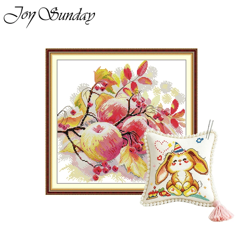 

Joy Sunday Cross Stitch Kits Autumn Fruits Counted Printed Fabric Aida 16/14/11CT DIY Needle Set Art Crafts Kit