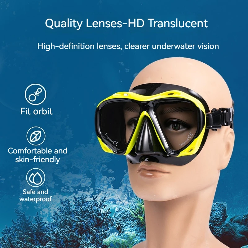 

Deep Sea Diving HD Mask Goggles Adult Silicone Snorkeling Freestyle Dive Mask Tempered Glass Dive Goggles