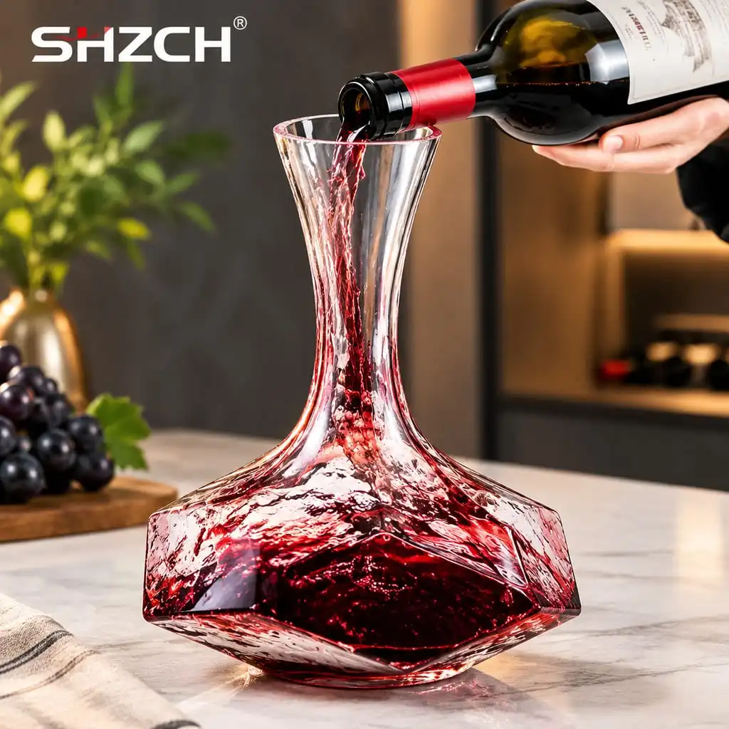 1450ml Irregular Crystal Glass Wine Decanter Creative Aerator Dispenser Mirror Jug Art Glassware Home Bar Decor Gift