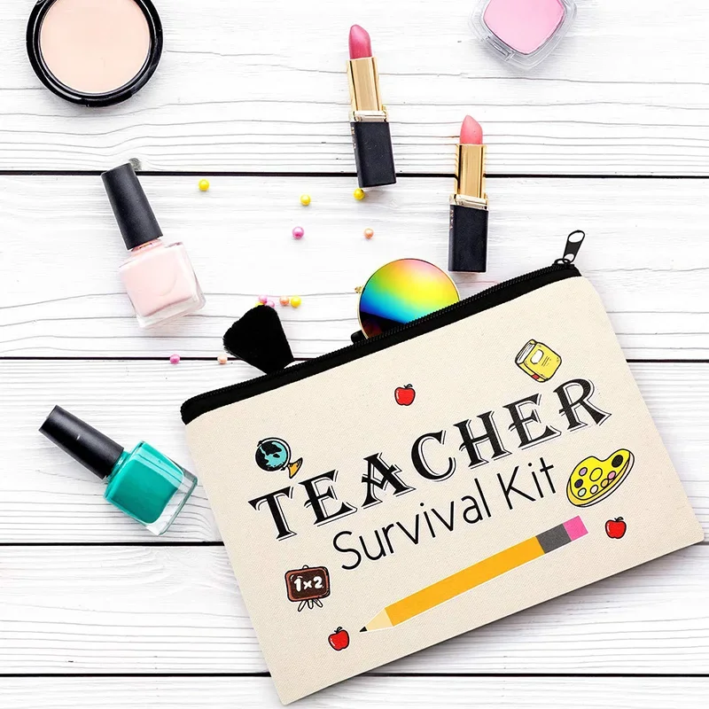 Teacher Survival Kit Makeup Bag Pencil Pouch Preschool Elementary High School Graduation back to school Teachers' Day Best Gift