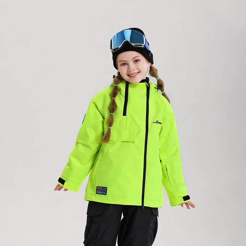 2025, neue Kinder-Ski-Kleidung für Jungen, Winter, atmungsaktiv, warm, winddicht, Doppelbrett, Freizeitsport, lockere Skijacke für Mädchen