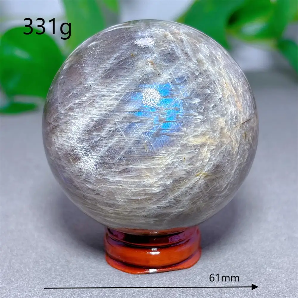 Blauwe Maansteen Bol Kristal Natuursteen Kwarts Mineralen Huisdecoratie Reiki Tuingeschenken Energie Genezing Geluk Liefde +Stand