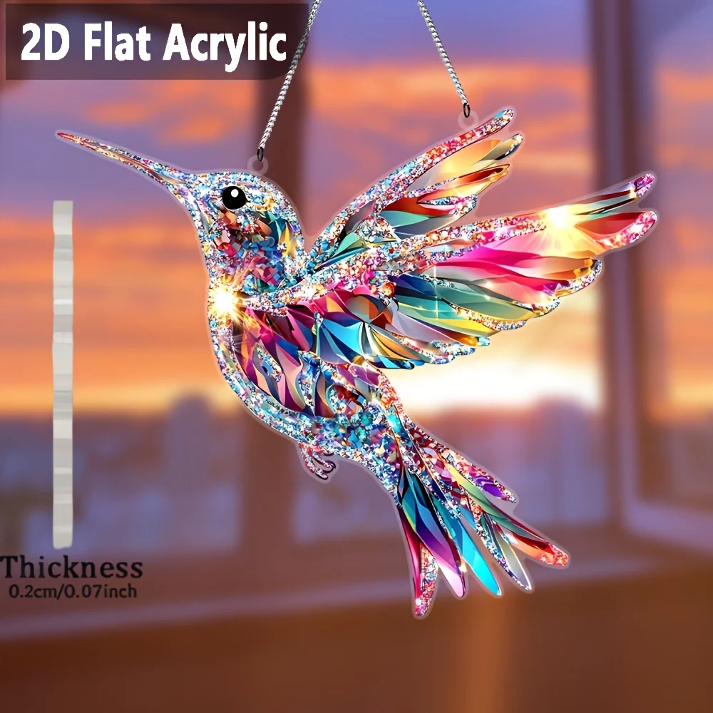 2D 1PCS Bohemian Style Hummingbird Acrylic Light Reflector Fairy Tale Fantasy Bright Colors Home Garden Decoration Perfect Gift