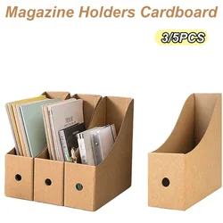 3/5PCS Magazine Files Kraft Paper Material Cardboard File Holder Standing Magazine Books Documents Storage Rack Desk Organizer