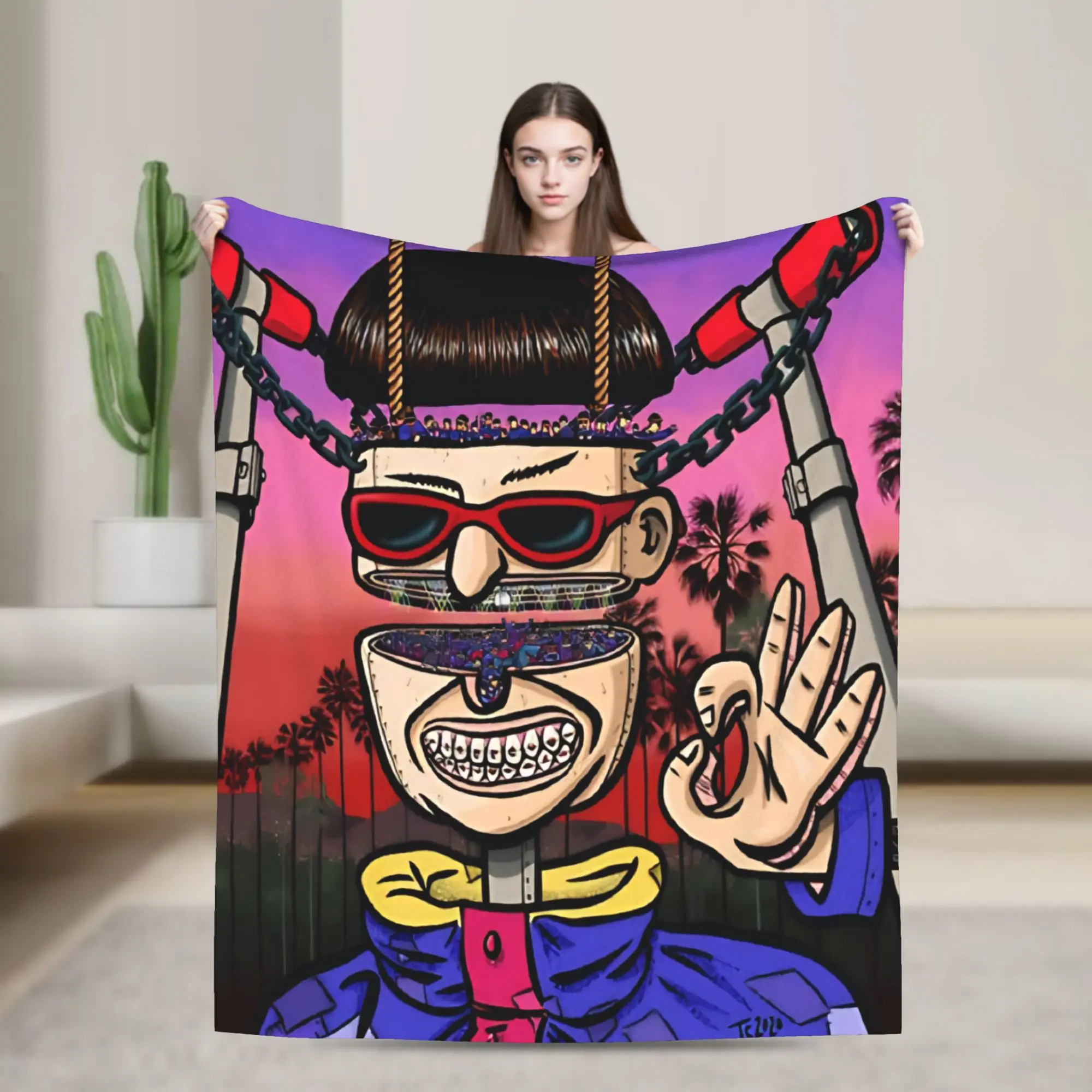 Retro Pop Oliver Tree RIP Knitted Blankets  Flannel Throw Blanket Summer Air Conditioning Decoration Lightweight Bedspreads