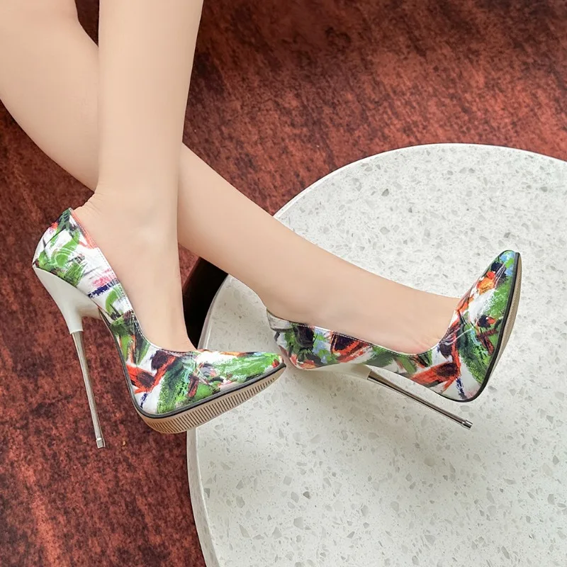 2025 Newly 16cm Stiletto Mixed Colors Sexy Pumps Shallow Mouth Pointed Pole Single Shoes Women's Fetish Model Party Unisex Shoes