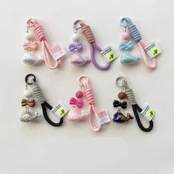 Kawaii Keychain Phone Straps Lovely Animal Whale Bowknot Girl Schoolbag Lanyard Candy Color Series Keychain Student Supplies